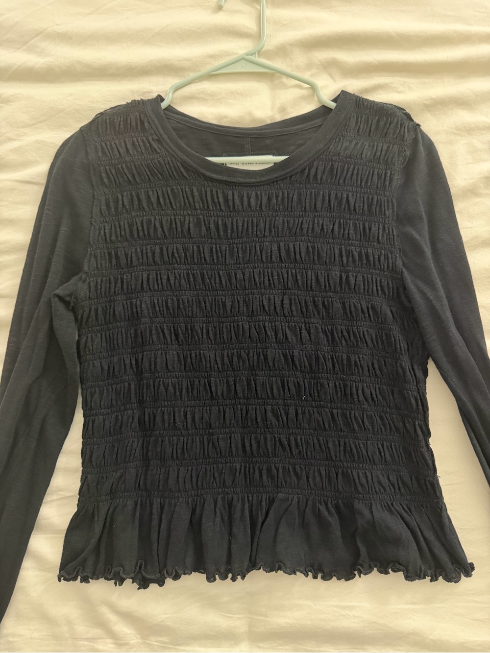 We the free Black Smocked Long-Sleeve Top